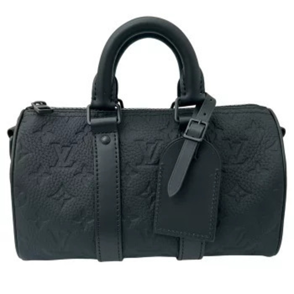LOUIS VUITTON Taurillon Monogram Keepall Bandouliere Leather Shoulder Bag Black
